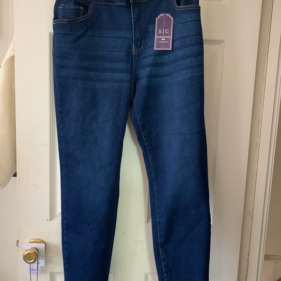 WOMEN’S PLUS 18W JEANS SKINNY DARK DENIM SILVER CRUSH HIGH WAIST STRETCH - Picture 4 of 7